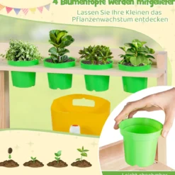 Kinder Matschküche aus Massivholz ab 3 Jahren zum Rollenspiel mit Kreidetafel Herd & Wasserhahn für Garten & Balkon
