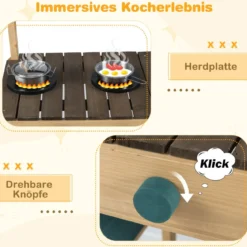 Kinder Matschküche mit Pflanzkasten & Rankgitter Outdoor Kinderküche mit Wasserfunktion Natur + Grün