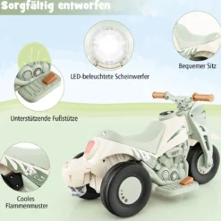 Kinder Motorrad mit Seifenblasenmaschine & Musik & LED Scheinwerfer Kindermotorrad Beige