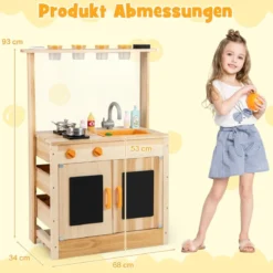 Kinder Mud Kitchen mit Pflanzentöpfen & Kochgeschirr & Herden Holz Spielküche Spielset