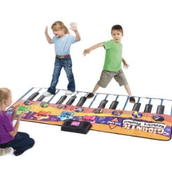 Kinder Musikmatte Klaviermatte Spielteppich Spielmatte Musik mit 8 Instrumenten 180x74cm