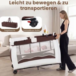 Kinderreisebett Babybett Wiege Inkl. Matratze und Zubehör