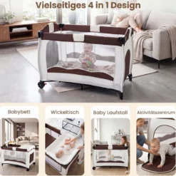 Kinderreisebett Babybett Wiege Inkl. Matratze und Zubehör