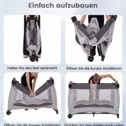 Kinderreisebett Babybett Wiege Inkl. Matratze und Zubehör