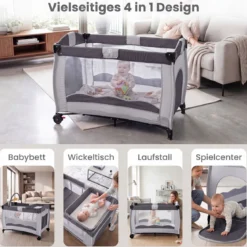 Kinderreisebett Babybett Wiege Inkl. Matratze und Zubehör