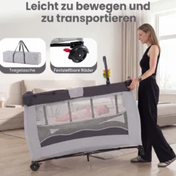 Kinderreisebett Babybett Wiege Inkl. Matratze und Zubehör