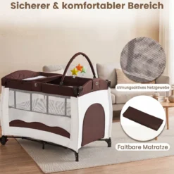 Kinderreisebett Babybett Wiege Inkl. Matratze und Zubehör