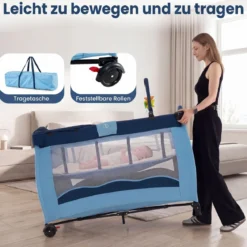 Kinderreisebett Babybett Wiege Inkl. Matratze und Zubehör