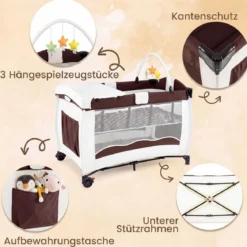 Kinderreisebett Babybett Wiege Inkl. Matratze und Zubehör