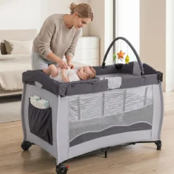 Kinderreisebett Babybett Wiege Inkl. Matratze und Zubehör
