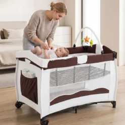 Kinderreisebett Babybett Wiege Inkl. Matratze und Zubehör