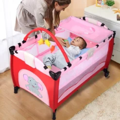 Kinderreisebett Babybett Wiege Inkl. Matratze und Zubehör