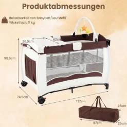 Kinderreisebett Babybett Wiege Inkl. Matratze und Zubehör