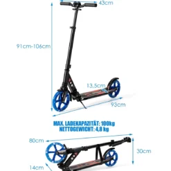 Kinder Roller klappbar mit Leuchten Scooter höhenverstellbar mit Tragegurt