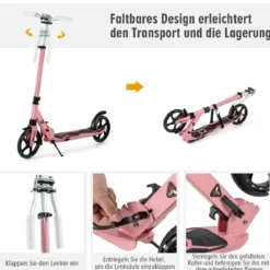 Kinder Roller klappbar mit Leuchten Scooter höhenverstellbar mit Tragegurt
