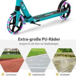Kinder Roller klappbar mit Leuchten Scooter höhenverstellbar mit Tragegurt