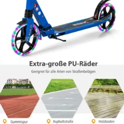 Kinder Roller klappbar mit Leuchten Scooter höhenverstellbar mit Tragegurt