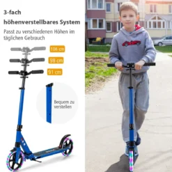 Kinder Roller klappbar mit Leuchten Scooter höhenverstellbar mit Tragegurt