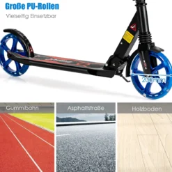 Kinder Roller klappbar mit Leuchten Scooter höhenverstellbar mit Tragegurt