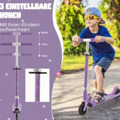 Kinder Roller Scooter mit LED-Räder & Klappbar Lenker Höhenverstellbar Tretroller Kinderroller