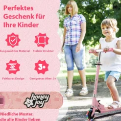 Kinder Roller Scooter mit LED-Räder & Klappbar Lenker Höhenverstellbar Tretroller Kinderroller