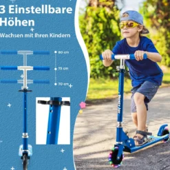Kinder Roller Scooter mit LED-Räder & Klappbar Lenker Höhenverstellbar Tretroller Kinderroller