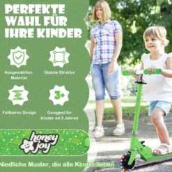 Kinder Roller Scooter mit LED-Räder & Klappbar Lenker Höhenverstellbar Tretroller Kinderroller