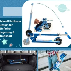 Kinder Roller Scooter mit LED-Räder & Klappbar Lenker Höhenverstellbar Tretroller Kinderroller