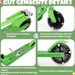 Kinder Roller Scooter mit LED-Räder & Klappbar Lenker Höhenverstellbar Tretroller Kinderroller