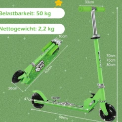 Kinder Roller Scooter mit LED-Räder & Klappbar Lenker Höhenverstellbar Tretroller Kinderroller