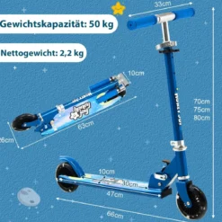 Kinder Roller Scooter mit LED-Räder & Klappbar Lenker Höhenverstellbar Tretroller Kinderroller