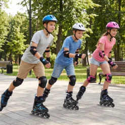 Kinder Rollschuhe 4 Größen Verstellbar Inline Roller Skates mit Leuchtenden Rädern L (EU 37-41)