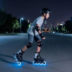 Kinder Rollschuhe 4 Größen Verstellbar Inline Roller Skates mit Leuchtenden Rädern L (EU 37-41)