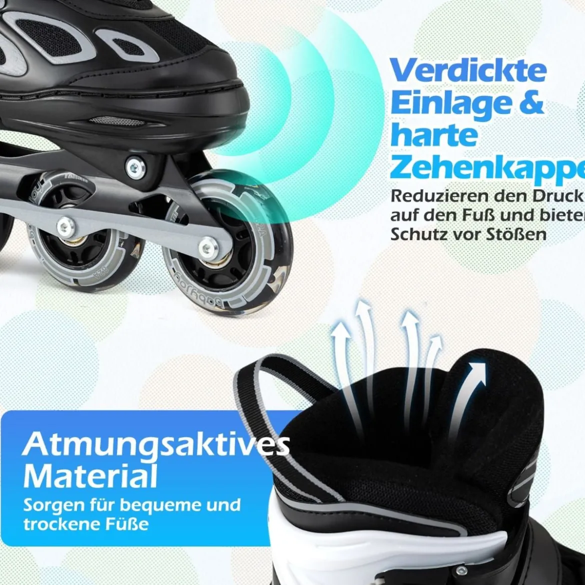 Kinder Rollschuhe 4 Größen Verstellbar Inline Roller Skates mit Leuchtenden Rädern L (EU 37-41)
