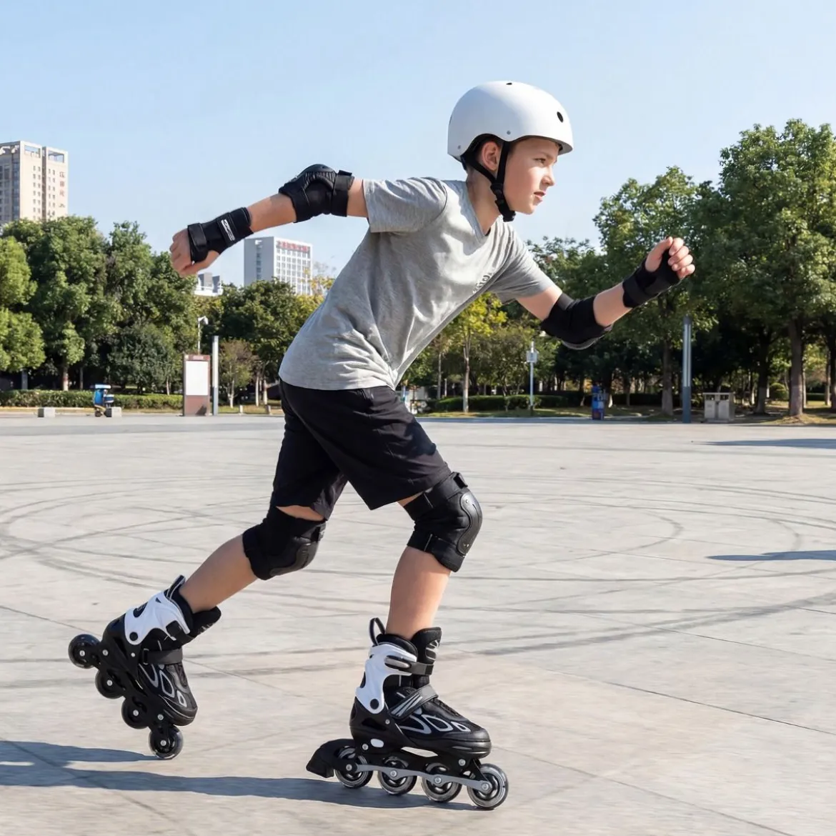 Kinder Rollschuhe 4 Größen Verstellbar Inline Roller Skates mit Leuchtenden Rädern L (EU 37-41)
