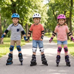 Kinder Rollschuhe 4 Größen Verstellbar Inline Roller Skates mit Leuchtenden Rädern M (EU 32-36)