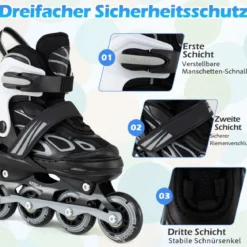 Kinder Rollschuhe 4 Größen Verstellbar Inline Roller Skates mit Leuchtenden Rädern M (EU 32-36)