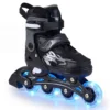 Kinder Rollschuhe 4 Größen Verstellbar Inline Roller Skates mit leuchtenden Rädern Grau S (EU 30-33)