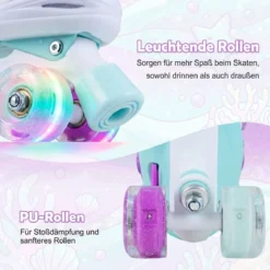 Kinder Rollschuhe 4 Größen Verstellbar Quad Skates mit Leuchtenden Rädern S (EU 27-31)