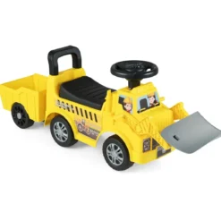 Kinder Rutschauto mit Anhänger & Schaufel Kinderfahrzeug Aufsitzauto Spielzeugauto mit Stauraum Gelb