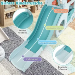 Kinder Rutsche 3 in 1 Kinderrutsche & Auto & Tunnel Lenkrad mit Hupe für Kinder ab 18 Monaten Blau