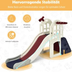 Kinderrutsche Kinder Spielplatz für Garten Kinderrutsche mit Leiter Basketballkorb Blau