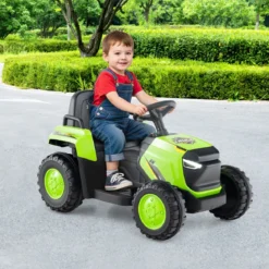 Kinder Rutsch-Traktor Elektrofahrzeug mit abnehmbaren Anhänger & Fernbedienung Rutschauto Grün