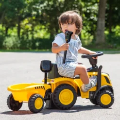 Kinder Rutschtraktor mit Abnehmbarem Anhänger & Schaufel Lauflernhilfe Lizenziertes Caterpillar-Fahrzeug