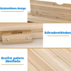 Kinder-Sandkasten Überdachter Sandkasten aus Holz mit 2 Umwandelbaren Sitzbänken