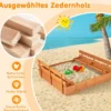Kinder Sandkasten mit Sitzbänken Holz Sandkiste Sandbox mit Deckel & Bodenvlies 120 x 120 cm