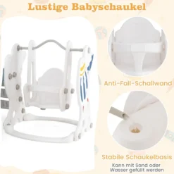 Kinderschaukel mit Rutsche 4 in 1 Schaukel & Rutsche & Basketballkorb & Leiter 185 x 150 x 92 cm