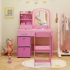 Kinder Schminktisch mit Beleuchtung Kinderschminktisch mit Spiegel Frisiertisch Rosa