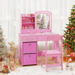 Kinder Schminktisch mit Beleuchtung Kinderschminktisch mit Spiegel Frisiertisch Rosa
