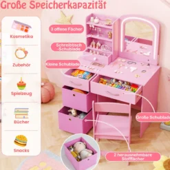 Kinder Schminktisch mit Beleuchtung Kinderschminktisch mit Spiegel Frisiertisch Rosa